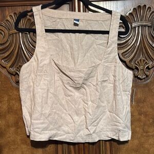 Old Navy Linen blend Gray Sleeveless Boxy Tank Top